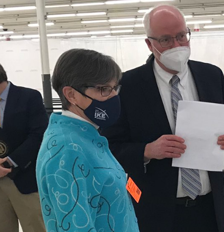 Governor Laura Kelly visited the the Unified Government of Wyandotte County's vaccination site Thursday. -photo courtesy office of Kan. Governor