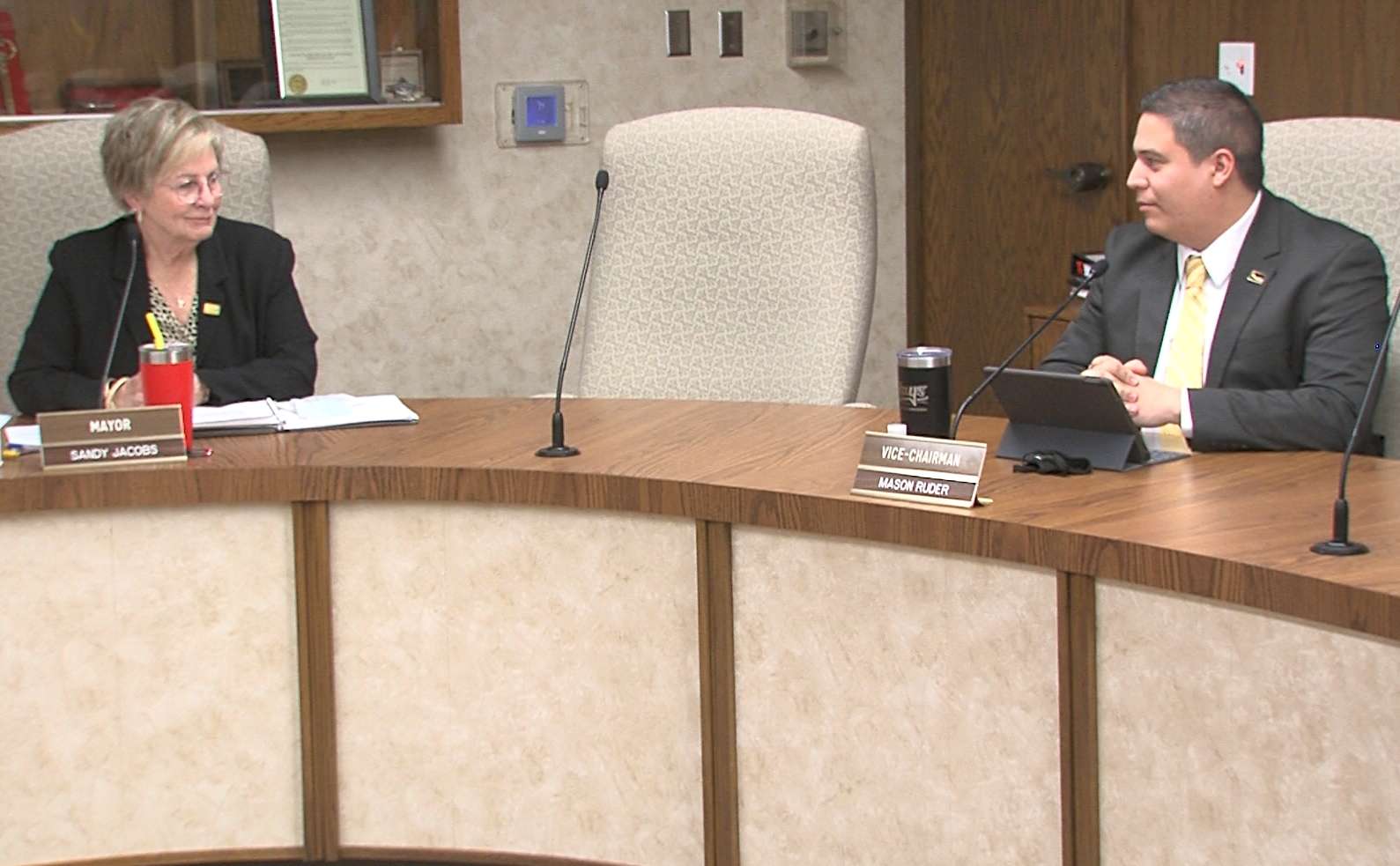 Hays Mayor Sandy Jacobs and Mason Ruder, vice-mayor will serve in those positions during 2021.