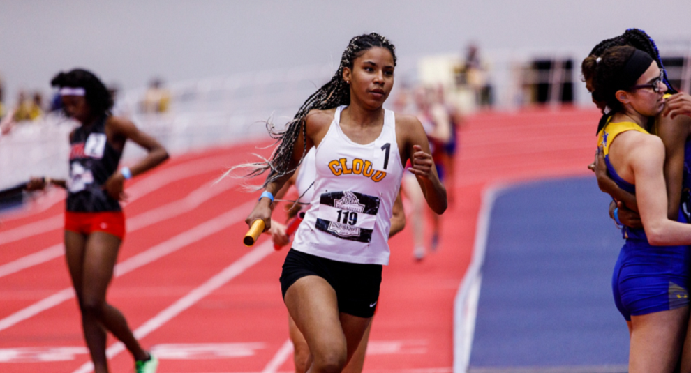 <b>Pamela Milano helped the T-Birds' 4x400 meter relay team to a national qualifying mark on Saturday.</b> Photo courtesy <a href="http://cloudtbirds.com">cloudtbirds.com</a>