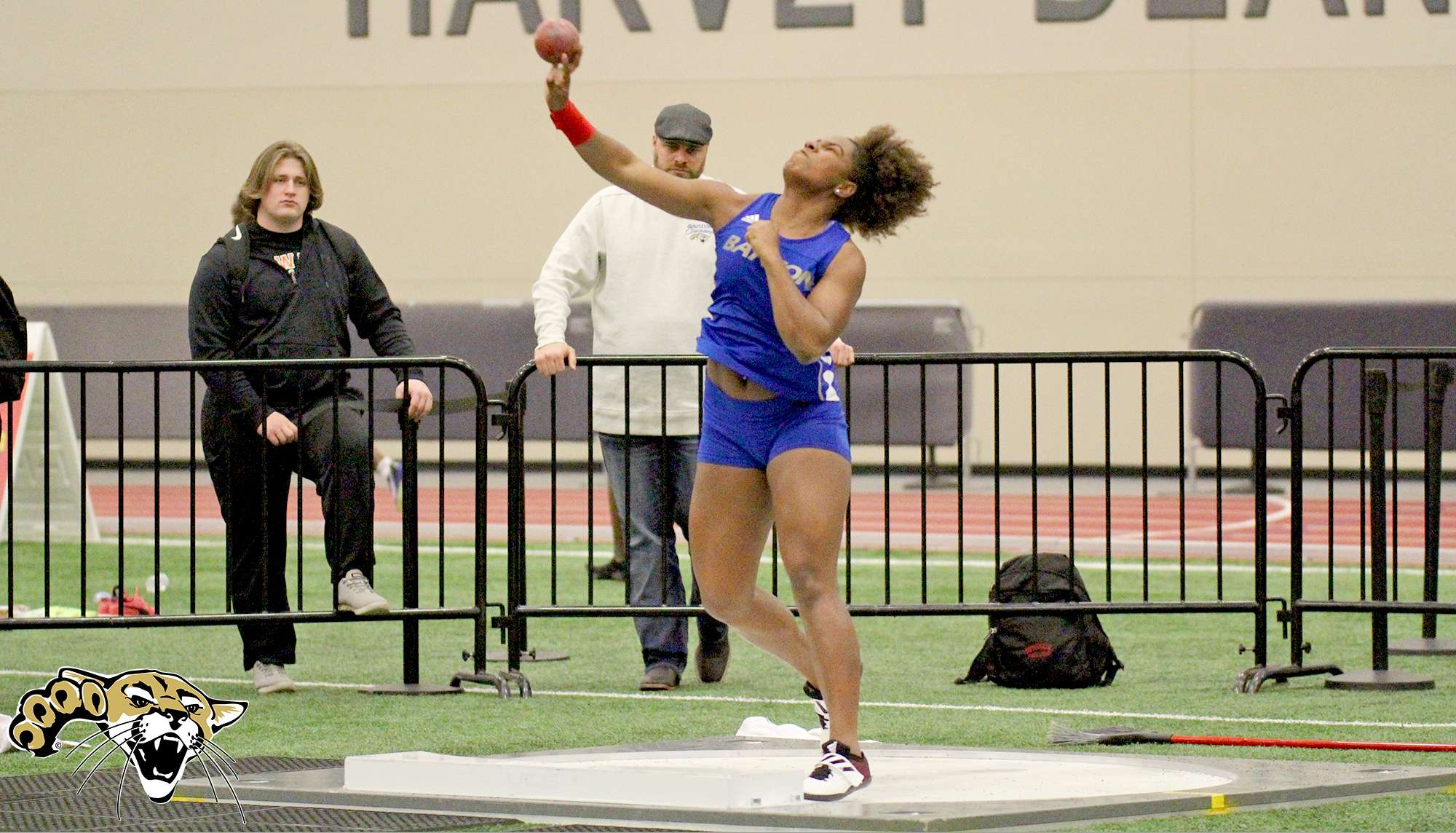 Barton women's track and field Ana da Silva competes in the 2020 Region VI shot put throw - Barton Athletics