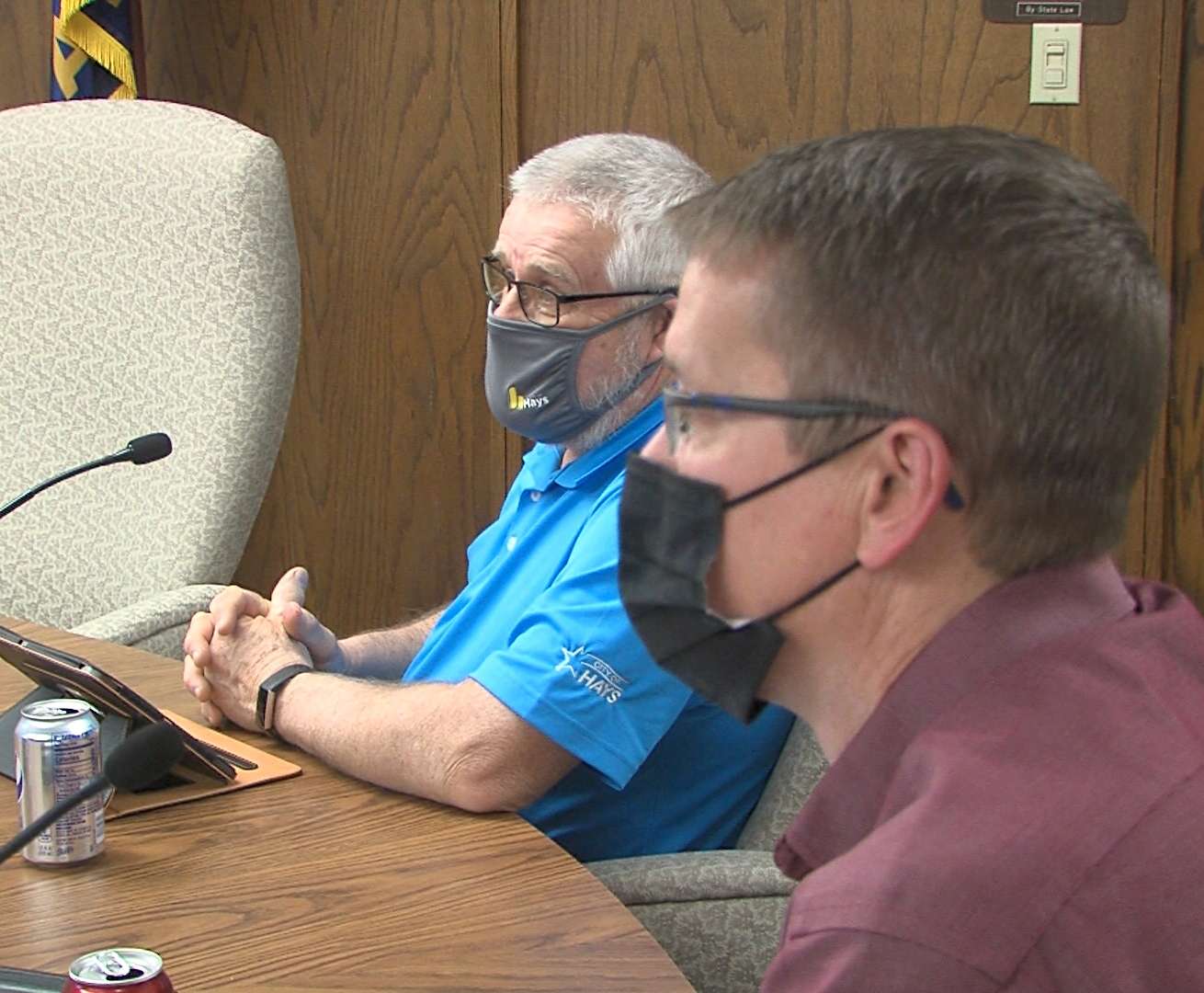 Hays City Commissioners&nbsp; Ron Mellick and Shaun Musil at the Jan. 21 work session.