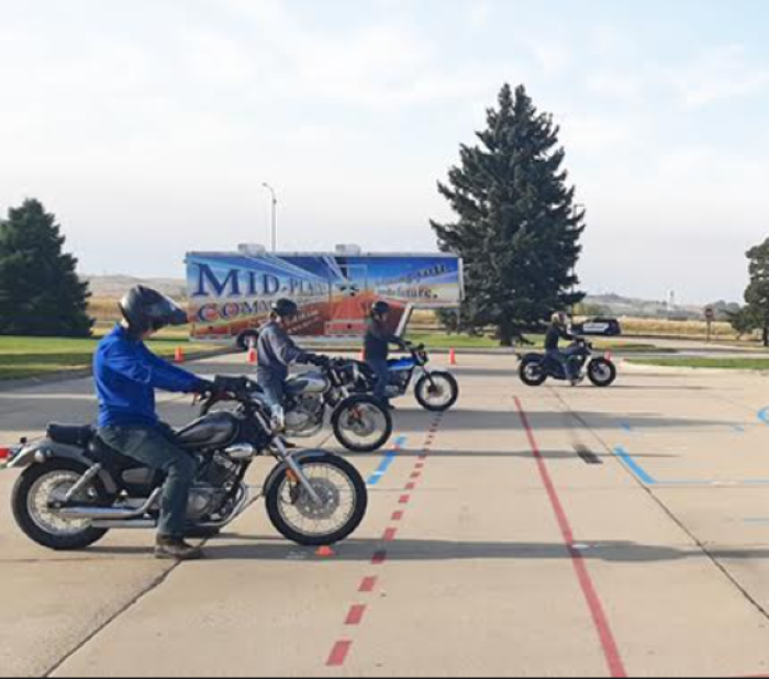 <i>Students participate in motorcycle safety training offered by North Platte Community College last summer. This year, a total of 20 Basic Rider classes are available.</i>