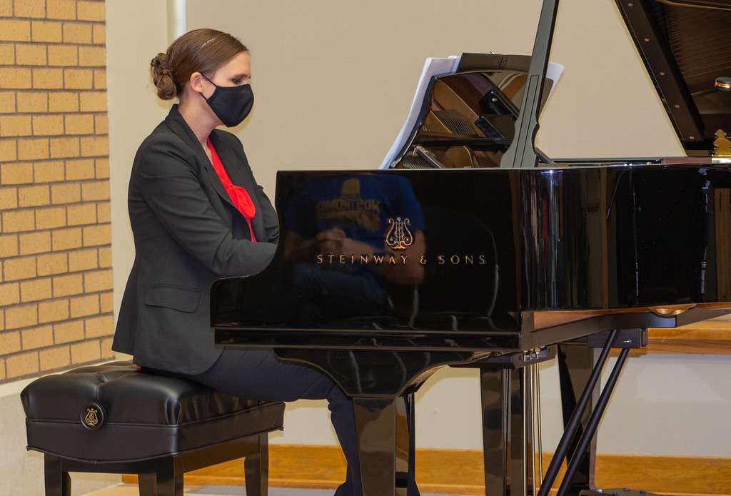 Dr. Angela Miller-Niles, an associate professor of piano at Wayne State College, performs as a part of CSC's Beethoven Recital to commemorate the 250th anniversary of Beethoven's birth. (Photo by Olivia Bryant/Chadron State College)