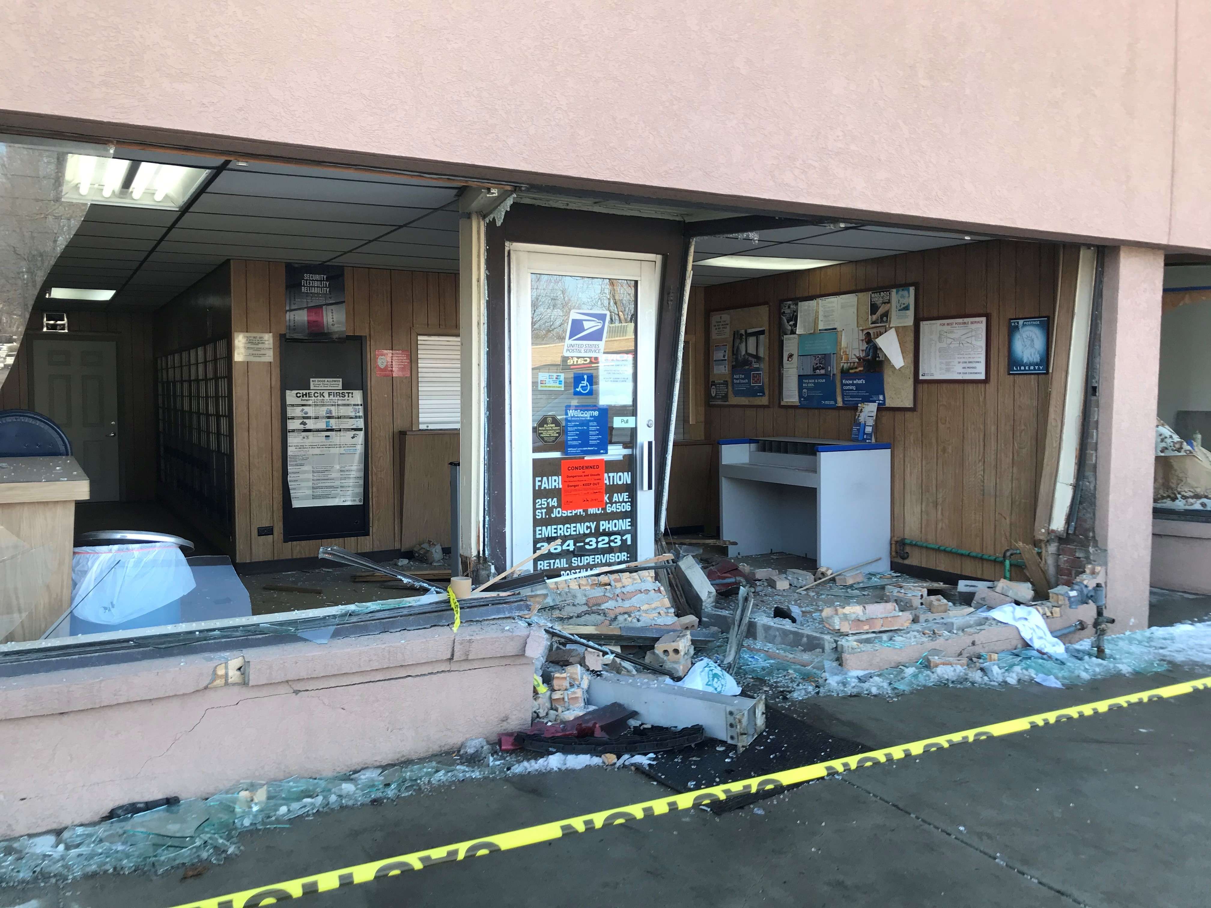 Damage to the Post Office at 2514 Frederick/Photo by Tommy Rezac