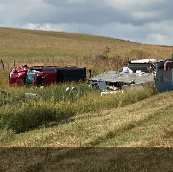 Wednesday crash scene on I-70 photo courtesy WIBW TV