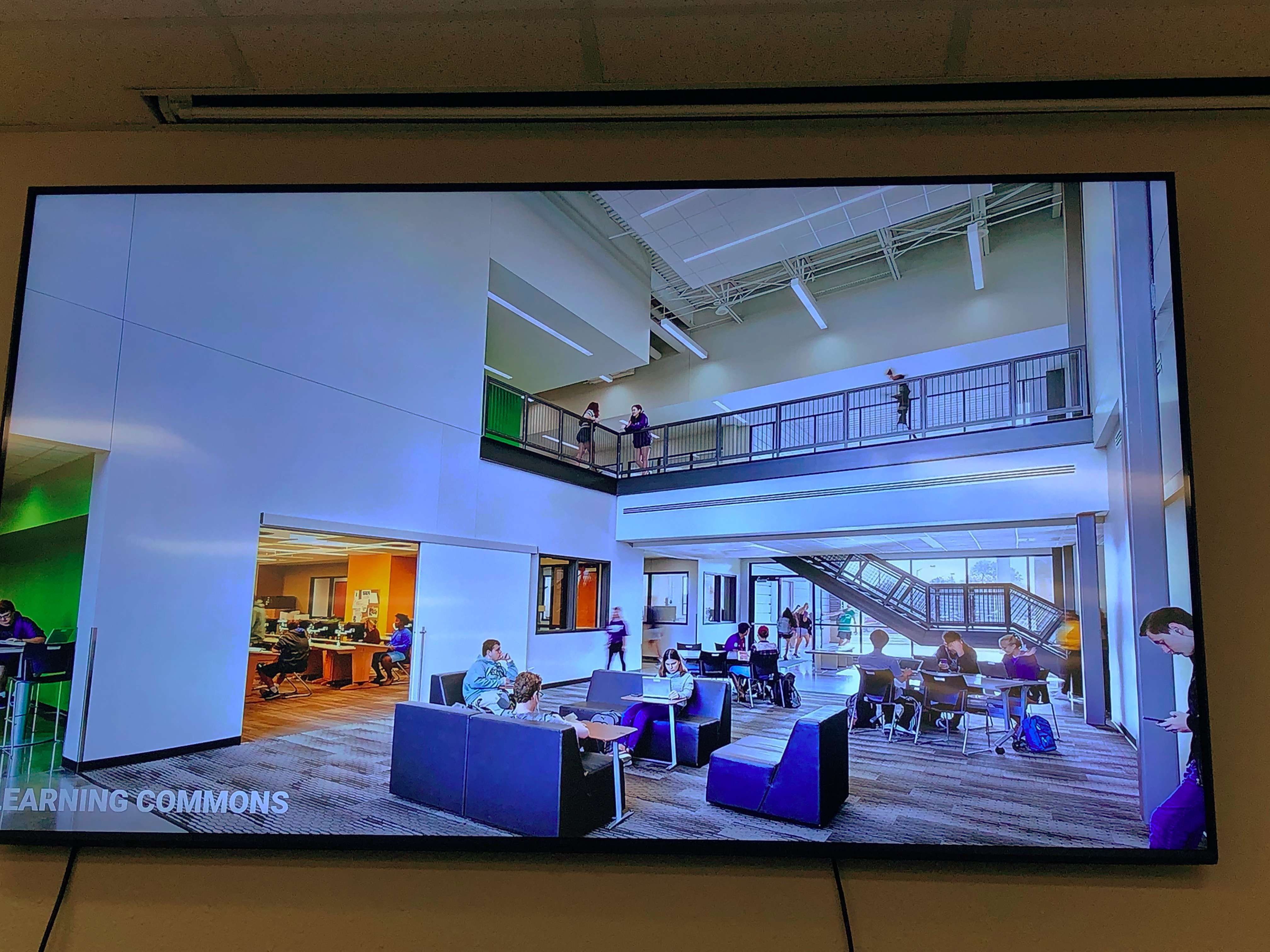 Learning Commons in Salina South High School. The school's drafting lab is on the left and its wood shop is in the left rear corner. Designers located the school's career and technical classes in proximity to its math and science classes. Courtesy photo