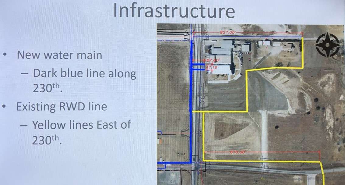 The blue line is the recently installed Hays water main. The yellow line is the Trego Co. RWD #2 line that Hays will take over and maintain.&nbsp;