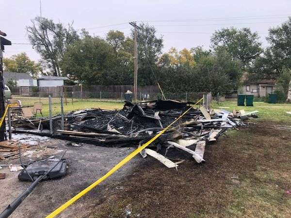 The cause of a garage fire in Russell Oct. 24 is under investigation. (Photo courtesy Russell Fire Department)