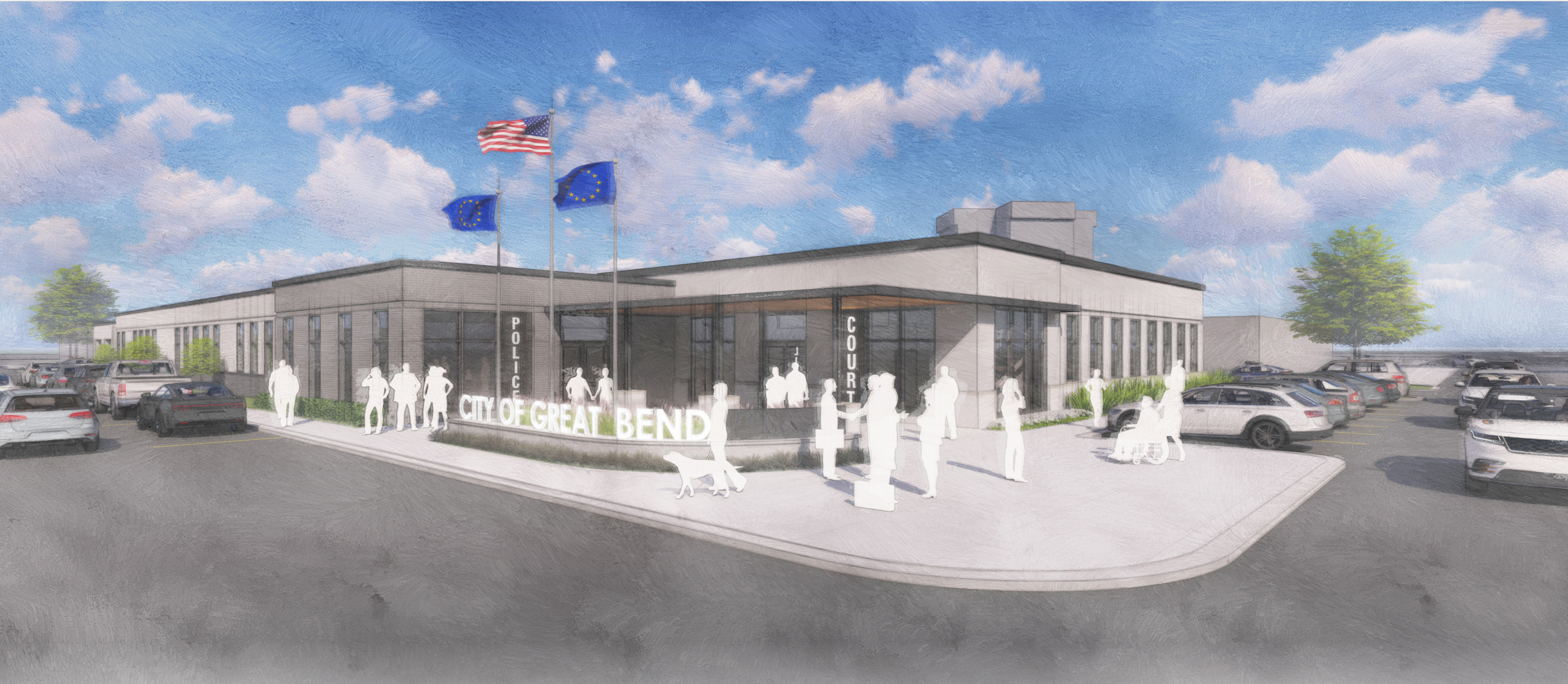 Rendering of new police station to built at 12th and Baker in Great Bend.
