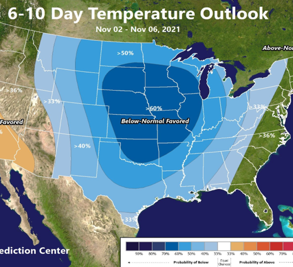 NWS: Below normal temperatures expected next week