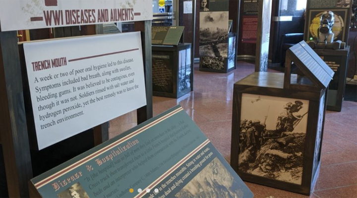 <b>A view of the Life in the Trenches exhibit in the lobby of the Smoky Hill Museum. </b>Photo courtesy Smoky Hill Museum