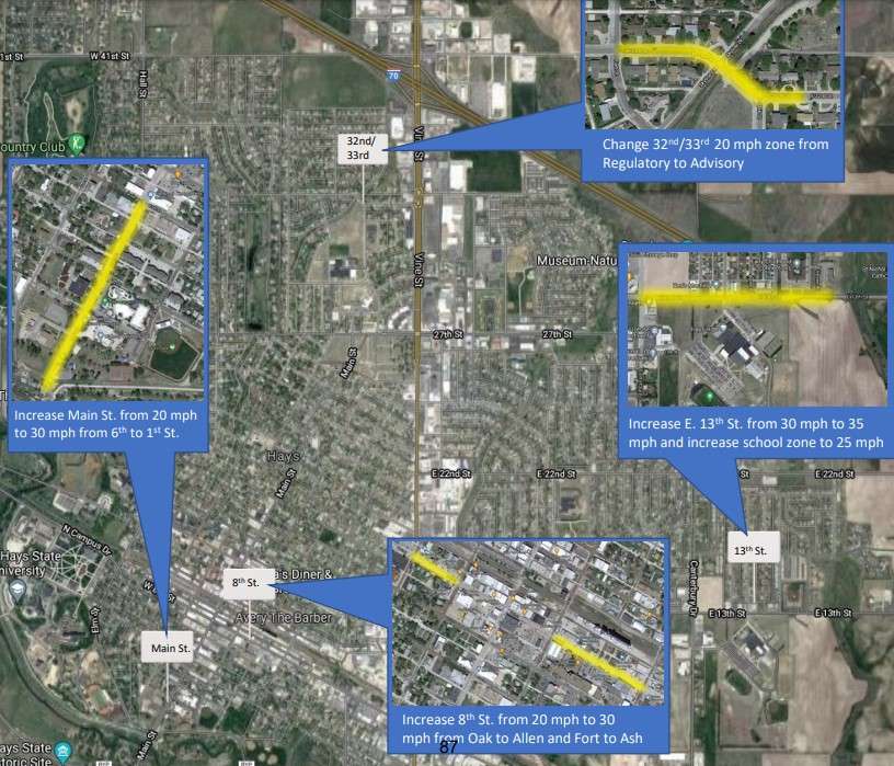 Proposed speed limit changes in Hays (Courtesy city of Hays)