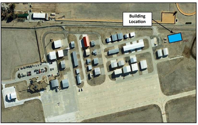 Location of a new building to be built for storage of all snow removal equipment at Hays Regional Airport. (City of Hays)