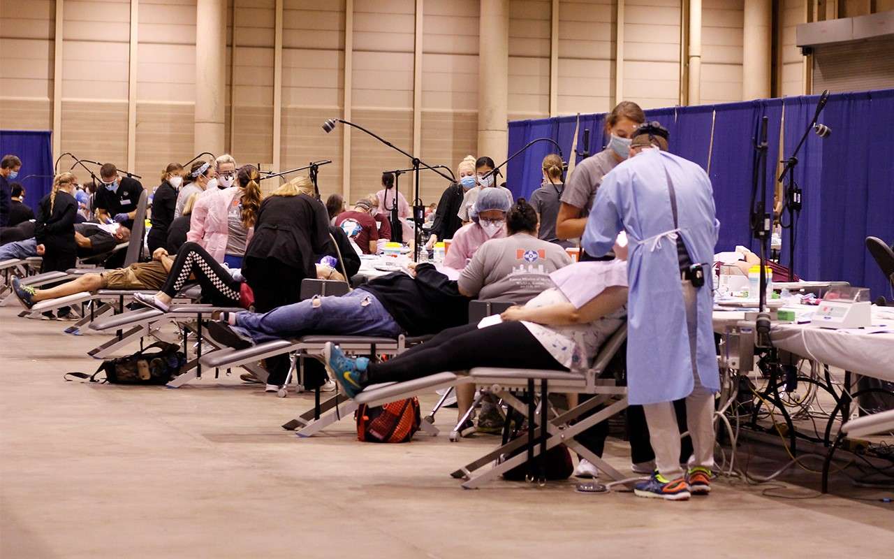 Dental patients are served on portable dental chairs. Courtesy photo<br>