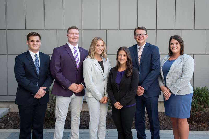 <b>Members of Kansas State University's 2021 Collegiate World Cup of Sales championship team, from left: Hunter Hartner, Colton Williams, Lydia Johnson, Jacqueline Anzalone, Cameron Pavelschak and Kellie Jackson, team coach. </b>Photo courtesy Kansas State University