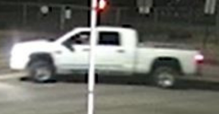 <b>The pickup as it is turning westbound onto E. Iron Avenue.</b>