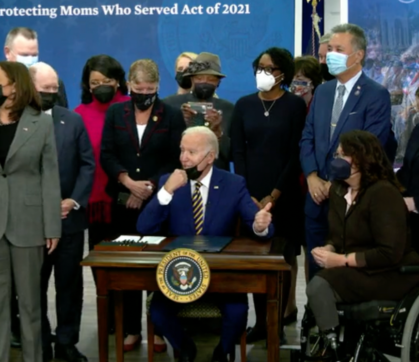 On Tuesday, President Biden signed a series of bills for veterans to address disparities in benefits, continuation of service, tuition for survivors, as well as a proposal to help mothers who have served.-photo White House