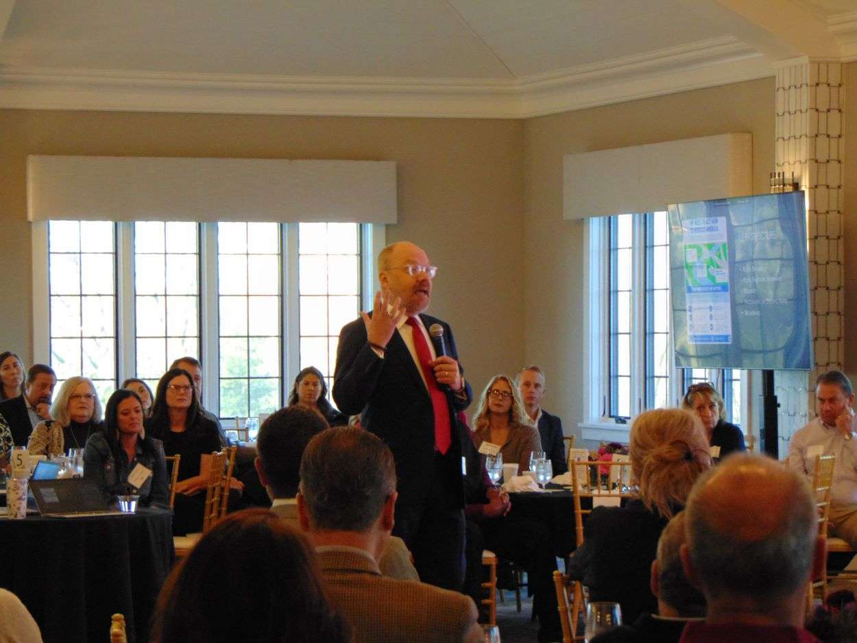 U.S. Chamber of Commerce Vice President of Governmental Affairs, Ron Eidshaug, addresses the St. Joseph Chamber of Commerce at the St. Joseph Country Club/Photo by Brent Martin