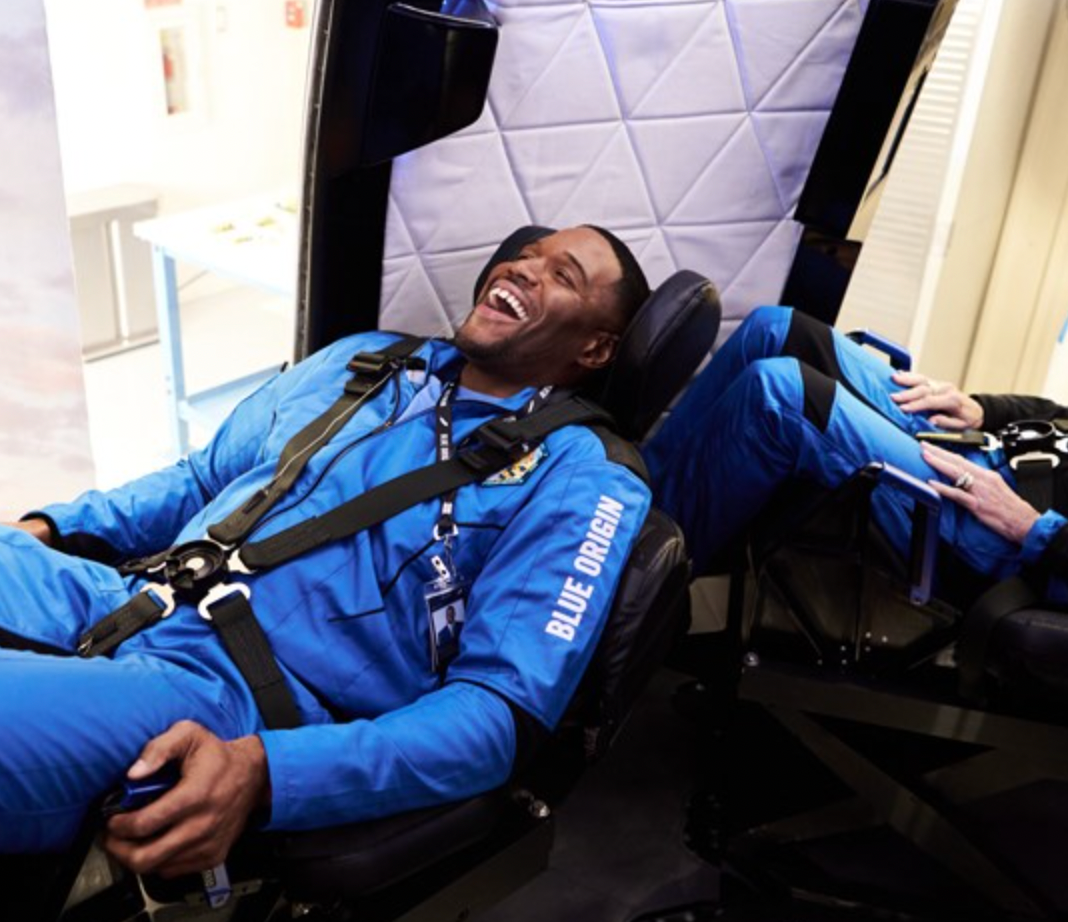 <br>Astronaut Michael Strahan during training for the NS-19 Mission on Monday. Photo courtesy Blue Origin