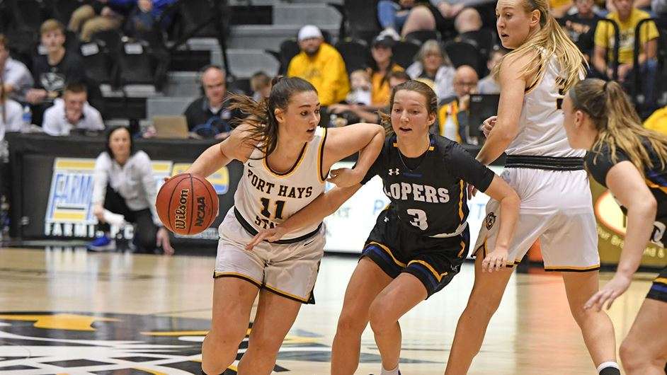 FHSU's Jaden Hobbs vs. Nebraska-Kearney Saturday at Gross Memorial Coliseum (Courtesy FHSU Athletics, Nicole Hietmann)
