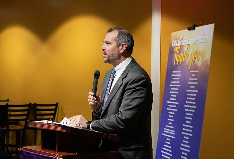 <b>KWU President Matt Thompson discusses the Power of AND campaign.</b> Photo courtesy KWU