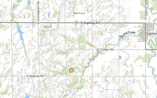 <b>The 5:19 p.m.Sunday, 2.8 magnitude. </b>Maps courtesy Kansas Geological Survey