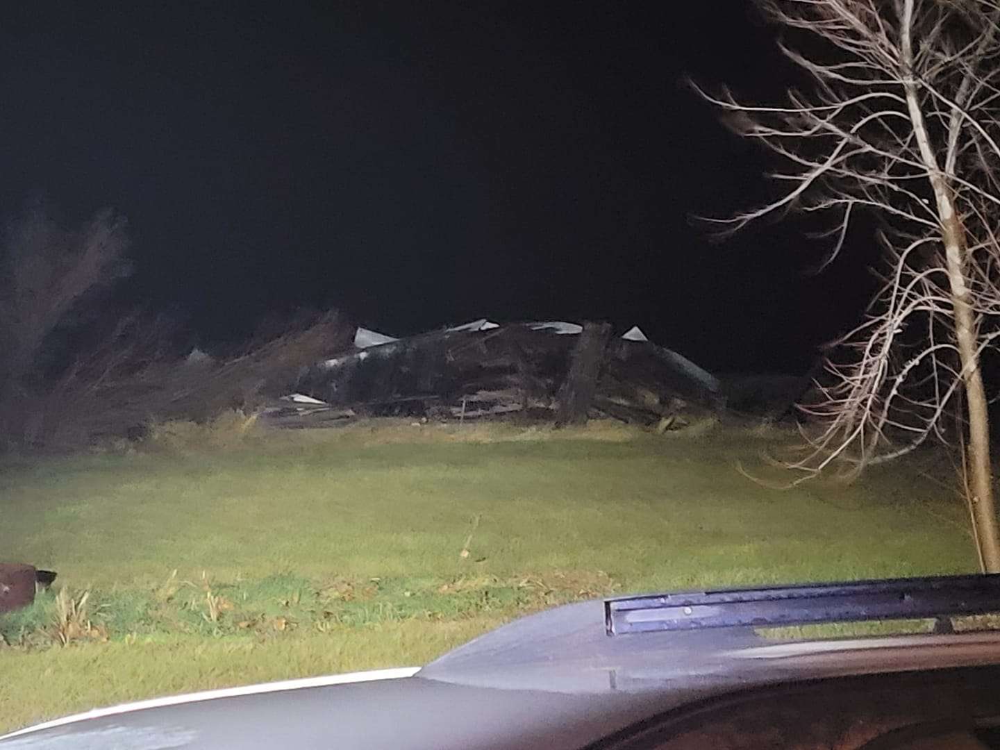 A barn that collapsed in Easton, MO. Courtesy photo from Andrea Bailey.