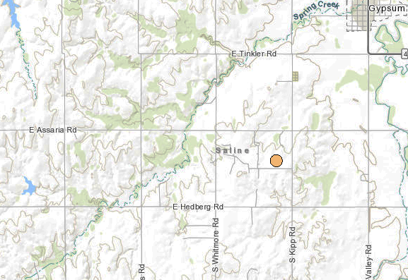<b>The 1:54 p.m. Thursday, 2.3 magnitude quake.</b> Map courtesy Kansas Geological Survey