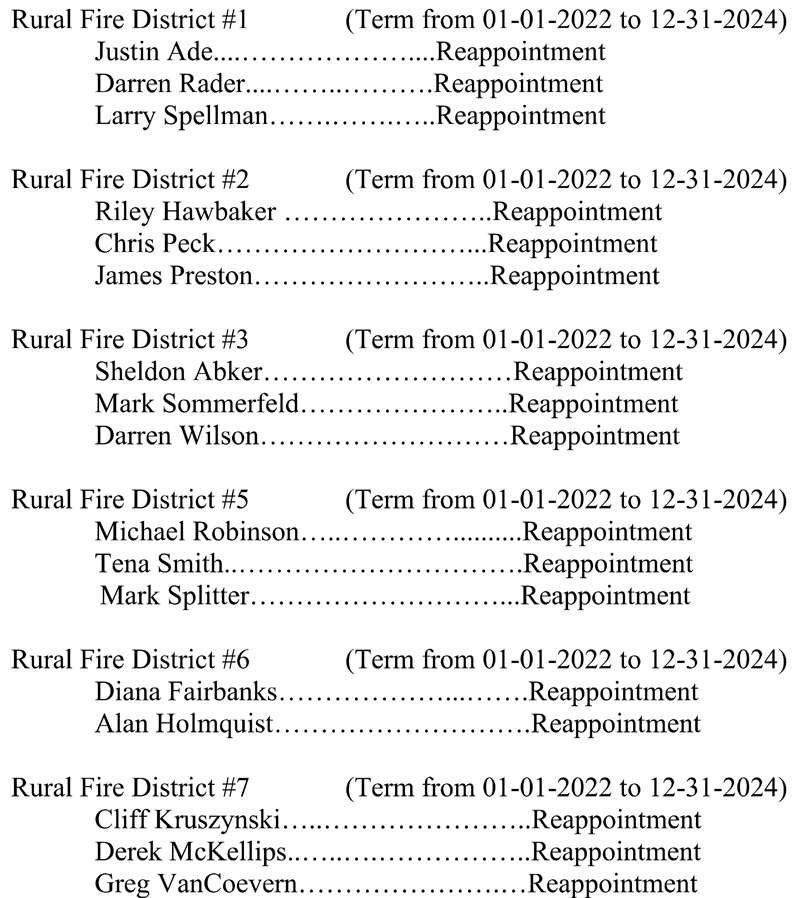 Appointee list courtesy Saline County Commission meeting packet