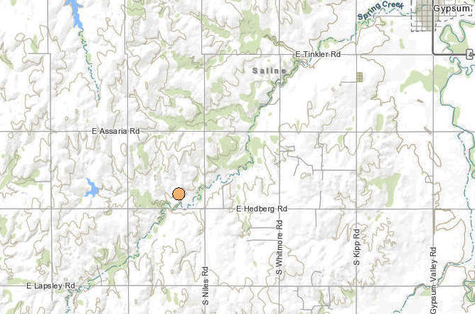 <b>The 3:16 p.m. Sunday, 2.2 magnitude quake. </b>Map courtesy Kansas Geological Survey