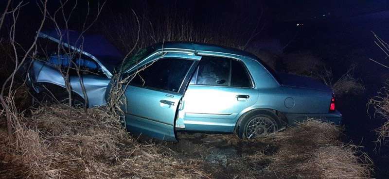 <b>The Mercury Grand Marquis ended up in the east ditch of Old Highway 81.</b> Photos courtesy Saline County Sheriff's Office
