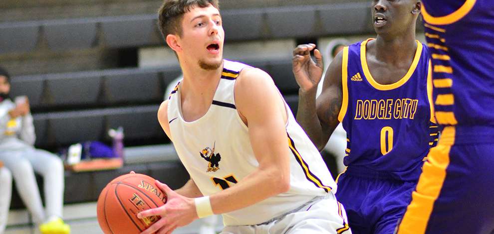 <b>Dyelan Reed's career-high 24 points would not be enough as Cloud County would fall 90-88 to No. 16 Dodge City.</b> Photo courtesy <a href="http://cloudtbirds.com">cloudtbirds.com</a>