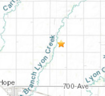 Location of Monday's Dickinson Co. quake-USGS image