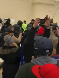 Protesters inside the capitol as shown in the video from the House impeachment managers -via CSPAN