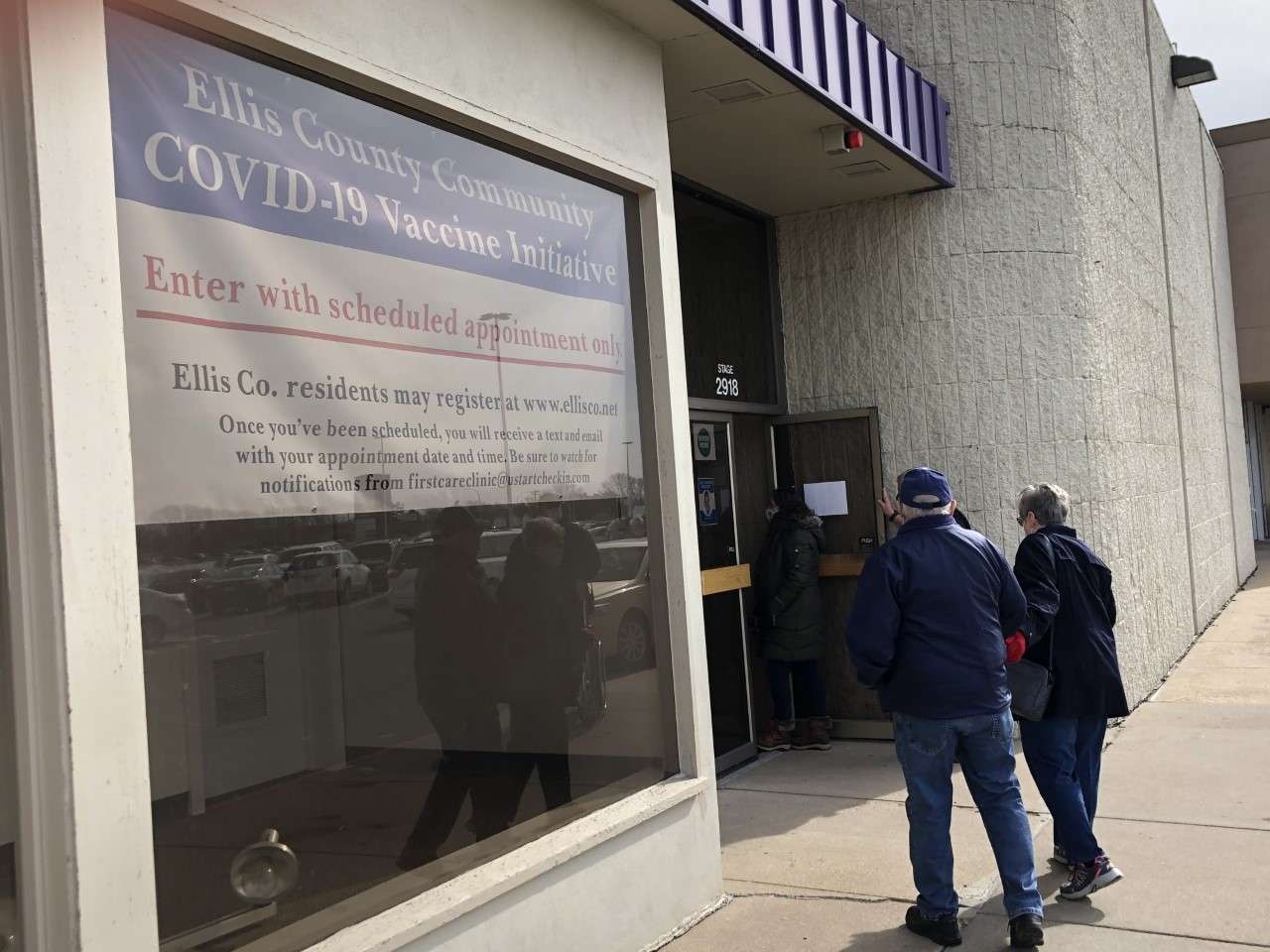 Phase 2 patients enter the Ellis County Community Coalition COVID Clinic Wednesday afternoon at Big Creek Crossing in Hays.