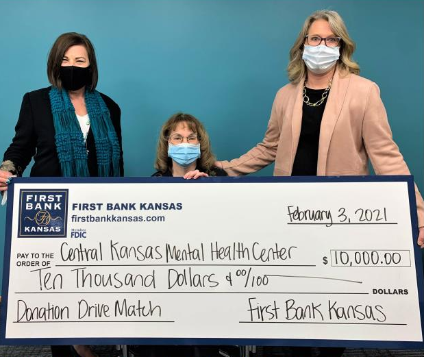 <b>First Bank Kansas moved forward with its commitment to the project. From left are Cindy Rempe, senior vice president of commercial services at First Bank Kansas; Sheila Srna, director of finance at CKMHC; and Kathy Mosher, executive director at CKMHC. </b>Photo courtesy CKMHC