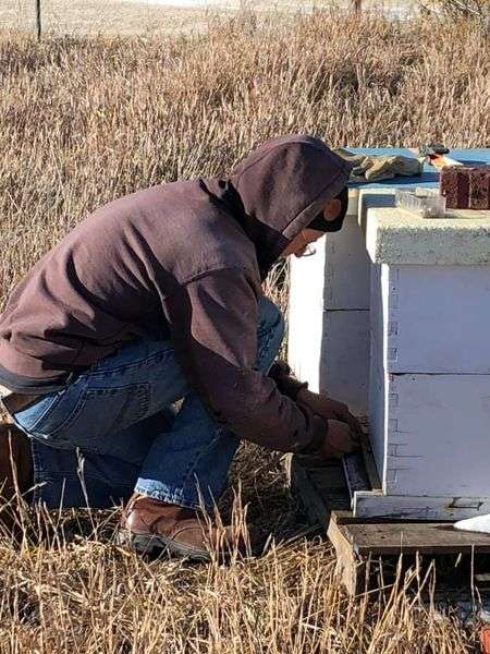 Mike Jensen working on a bee box. Courtesy photo