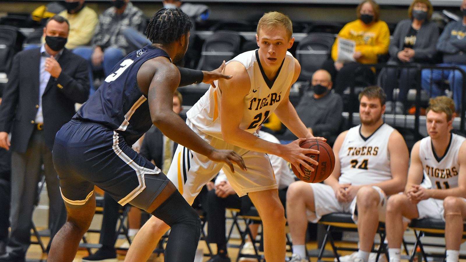 <b>FHSU's Jared Vitztum had his 11th double-double of the season vs. Lincoln University.</b> Photo by Nicole Heitmann courtesy f<a href="http://hsuathletics.com">hsuathletics.com</a>