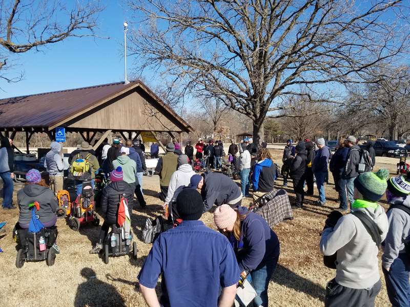 <b>The crowd assembles for the Disc Golf Food Drive.</b> Photo courtesy Larry Pankratz