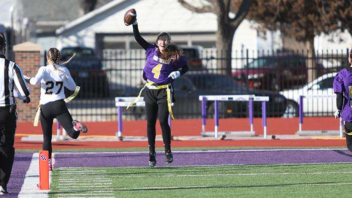 <b>Marisa Rubino scored the first points in Coyote flag football history. </b>Photo courtesy <a href="http://kwucoyotes.com">kwucoyotes.com</a>