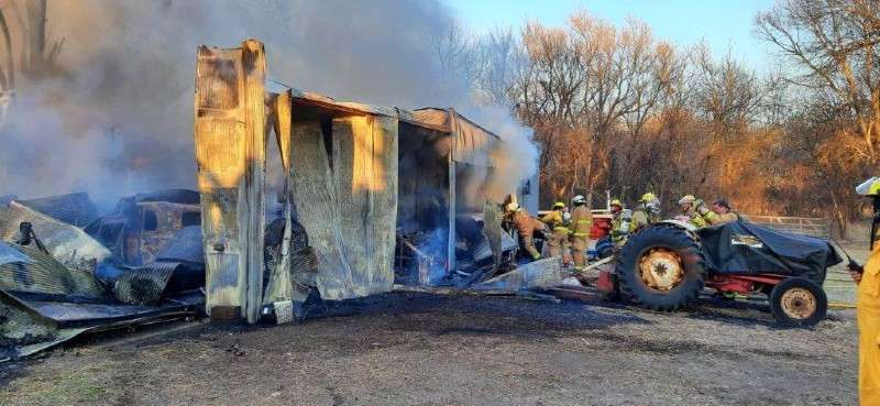 Crews at the scene of the fire on Wednesday -photos Saline Co. Sheriff