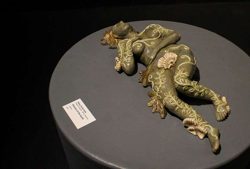 A ceramic work currently on display at the Hays Arts Council in the Fortitude and Persistance exhibition, a showcase of Fort Hays State University artists. (Photo by Cristina Janney)