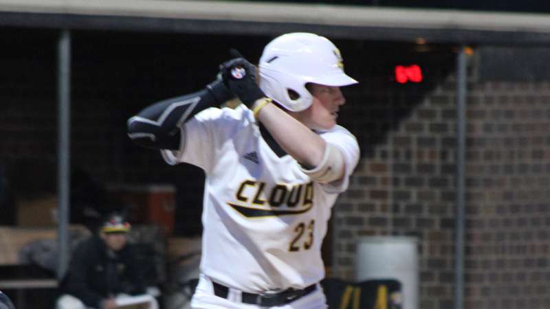 <b>Kayden Beauregard would be responsible for 5 RBIs on Monday afternoon.</b> Photo courtesy CCCC Sports Information