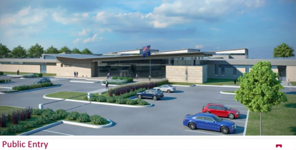 <b>The architect's rendering of what the entrance to the new jail would look like.</b> Rendering from Jeff Lane's presentation to the commissioners