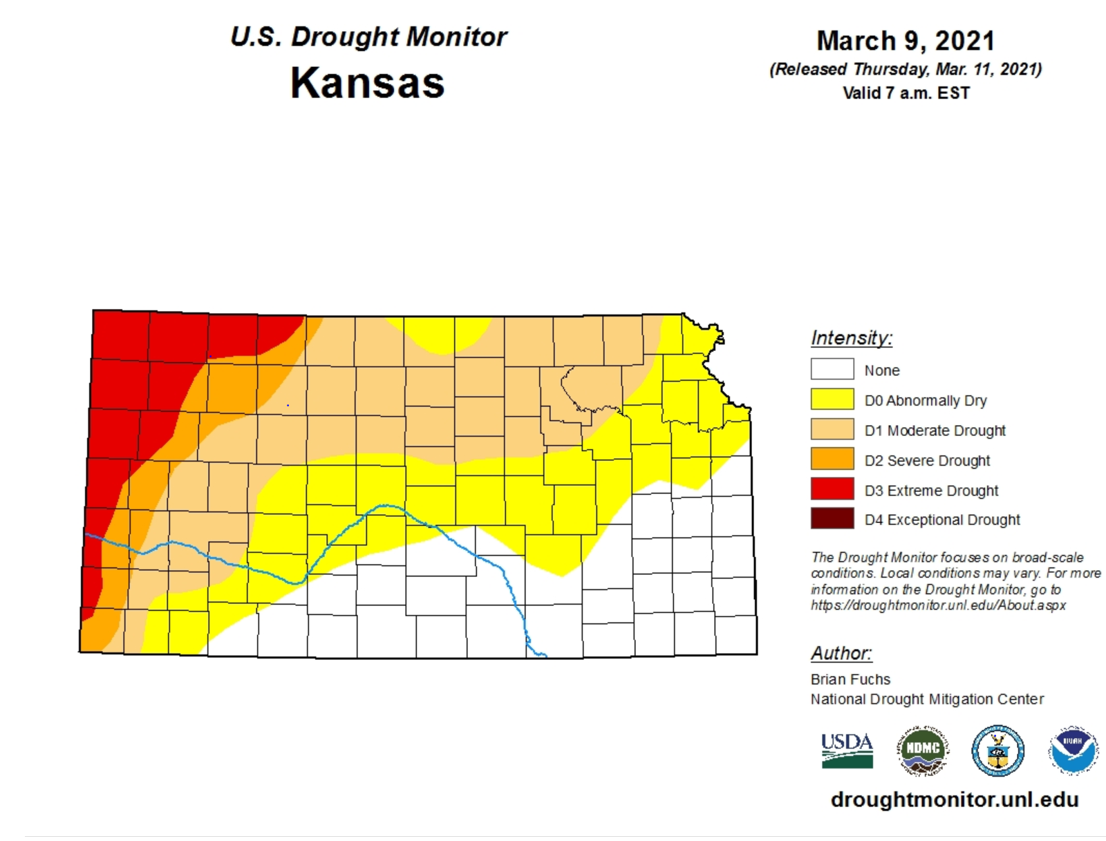Nearly all of Ellis County is in a moderate drought. The southern tier is rated abnormally dry by the U.S. Drought Monitor.