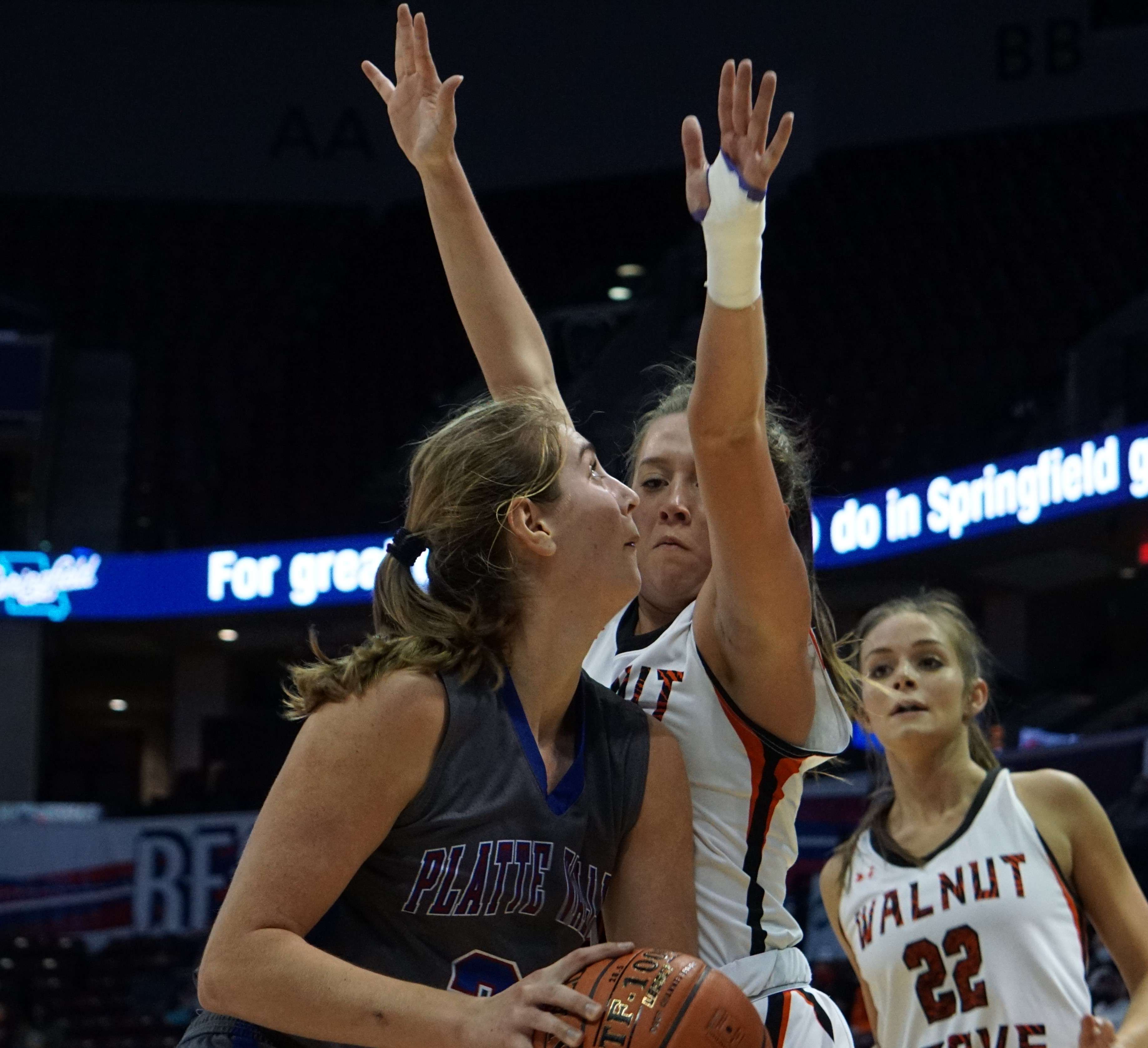 Maggie Collins tries to get past a defender in the second half.