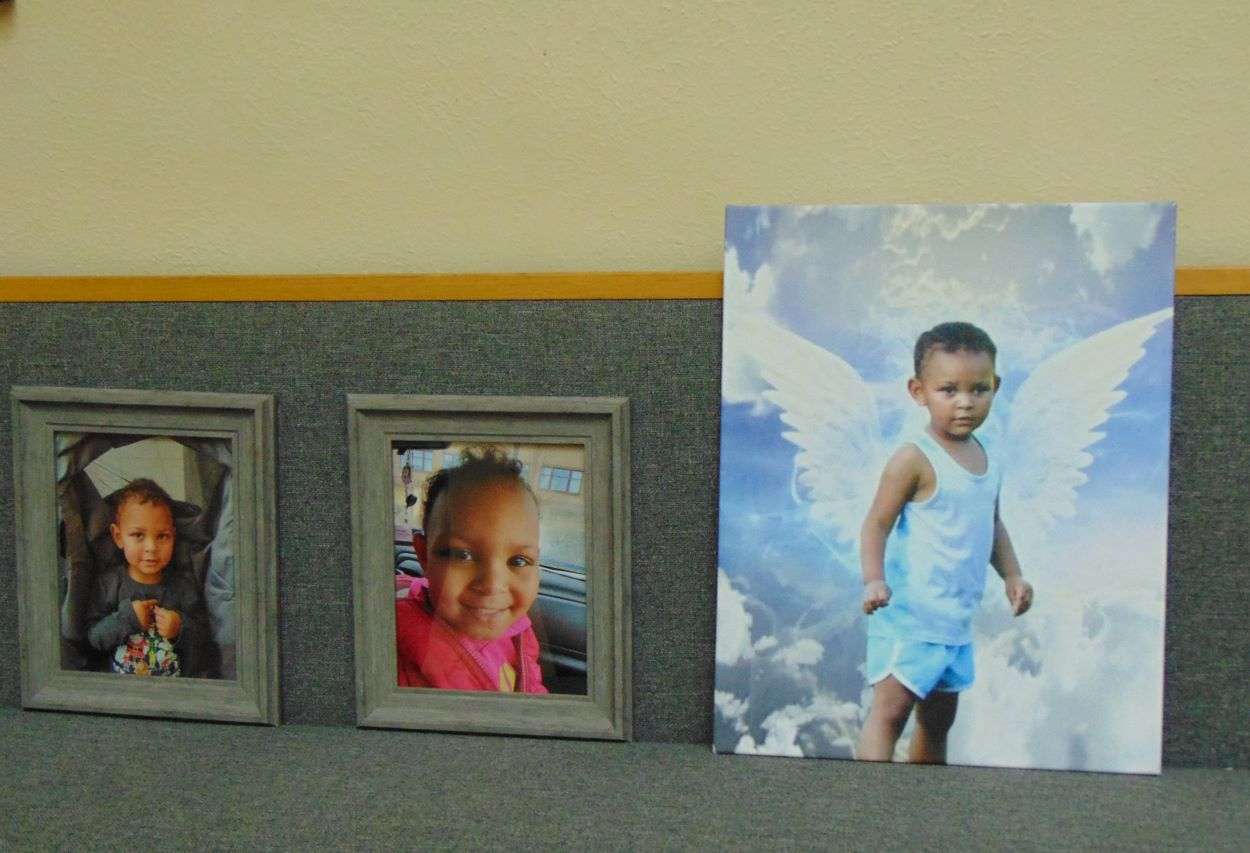 The family of Raelynn Craig displayed her photographs during the hearing./Photo by Brent Martin