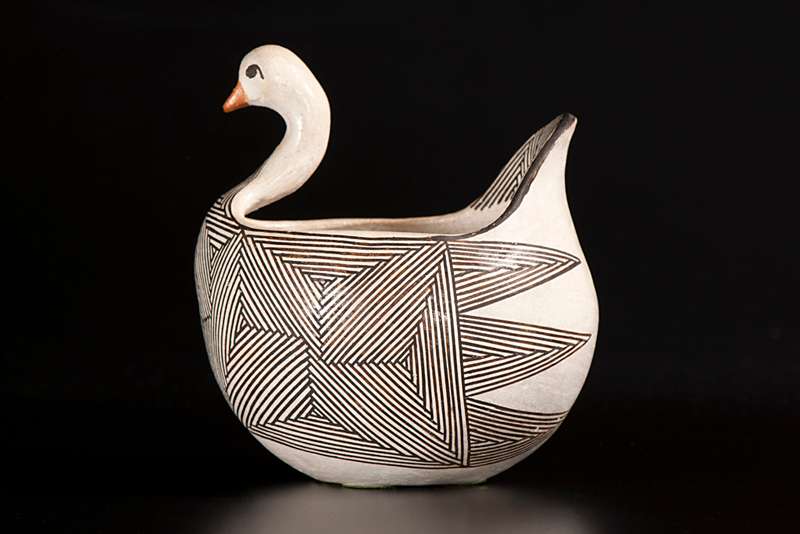 <b>"Duck effigy bowl" by Rose Chino Garcia is early 20th-century earthenware with pigment and a part of the new Beach Museum of Art virtual exhibition, "Two by Two: Animal Pairs." </b>Photo courtesy Beach Museum of Art