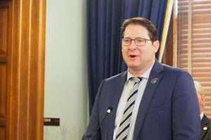 House Speaker Ron Ryckman, R-Olathe, said the Kansas House would be ready to respond if Gov. Laura Kelly issued a new executive order guiding Kansans to wear masks during the COVID-19 pandemic. (Noah Taborda/Kansas Reflector)