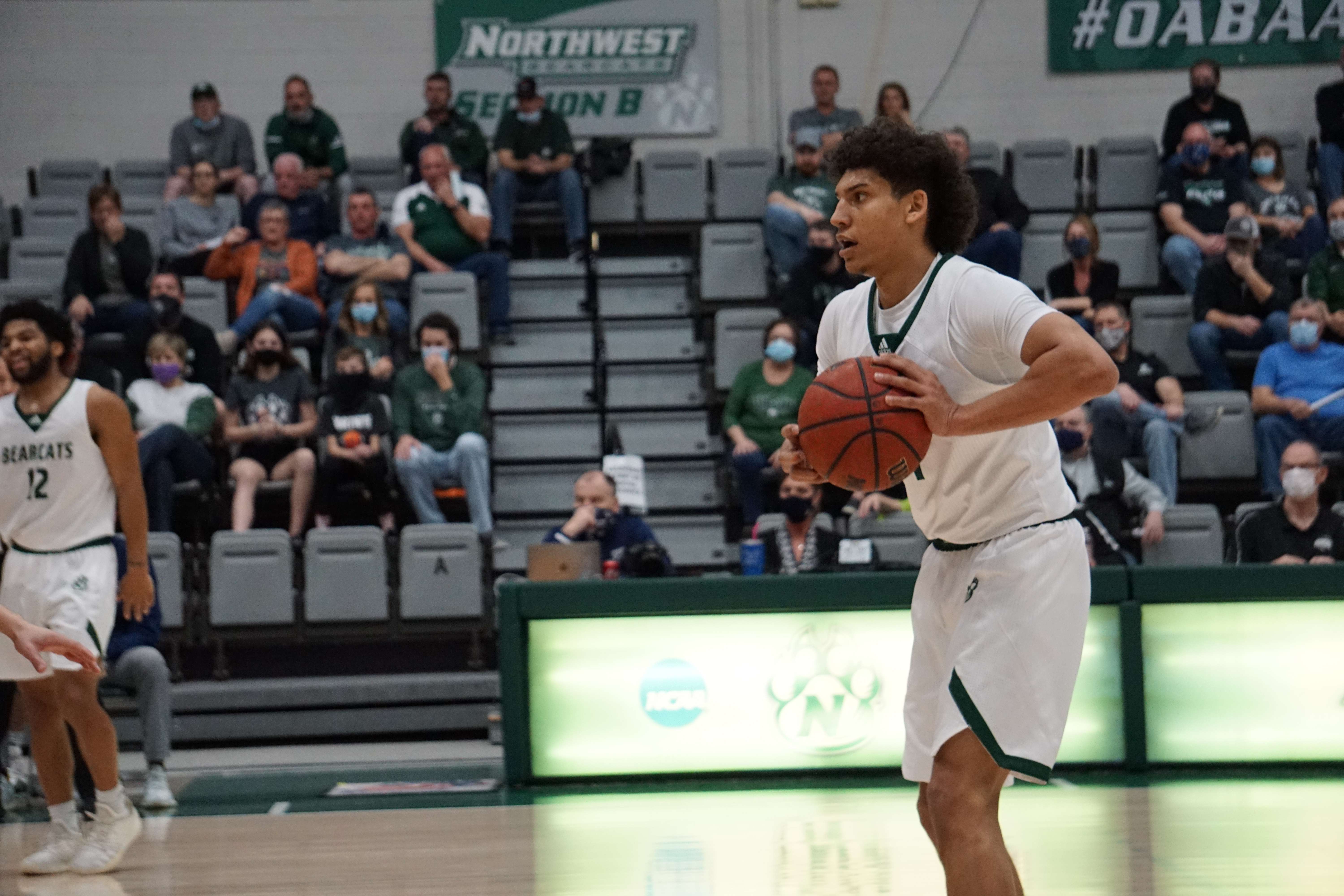 Northwest junior and Lafayette St. Joseph alum Diego Bernard flirted with a triple-double Thursday, settling for 10 points, nine rebounds and seven assists in the Bearcats' 77-46 drubbing of Flagler in the Final Four on Thursday night./ Stock photo by Tommy Rezac.